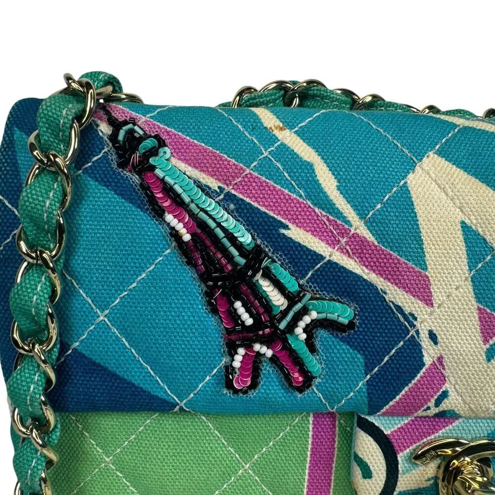 Chanel Eiffel Tower Flap Bag Vintage Paris Shoulder Purse CC Rare Quilted Canvas